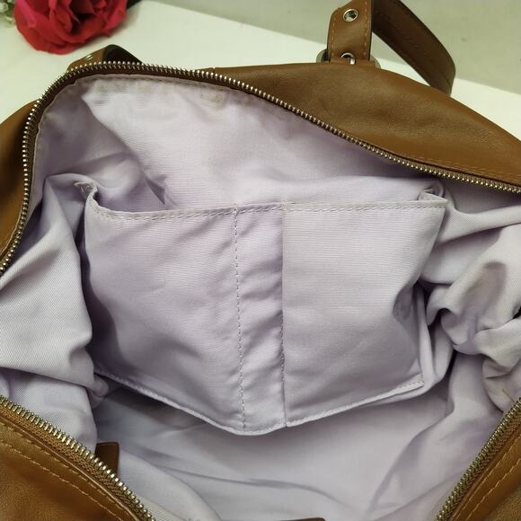 Coach Brown Soft Leather Double Handles Zipper Closure Satchel Shoulder Bag - Picture 11 of 16